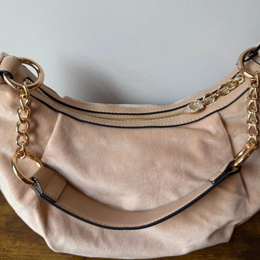 New Juicy Couture Sparkle Royal Beige Brown Hobo Shoulder Handbag Y2K Charm Cute
